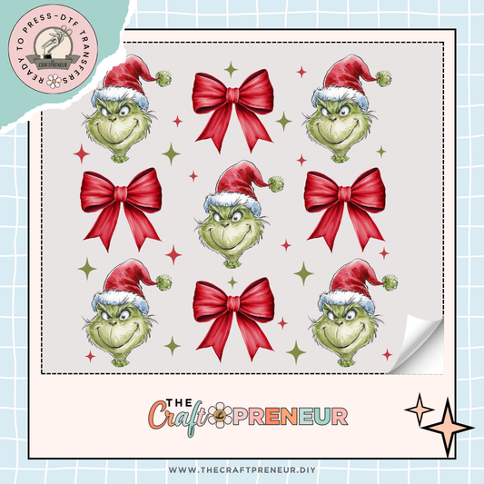 Grinch Coquette Bow Mash Up Transfer