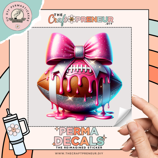 Glitzy Football UV DTF Sticker