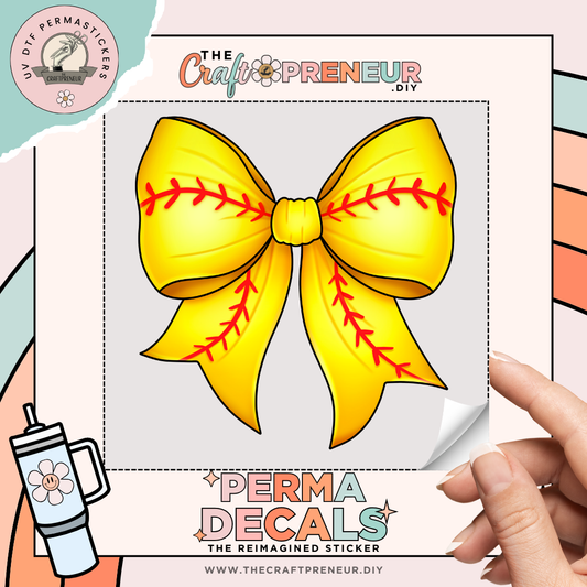 Softball Bow UV DTF Sticker