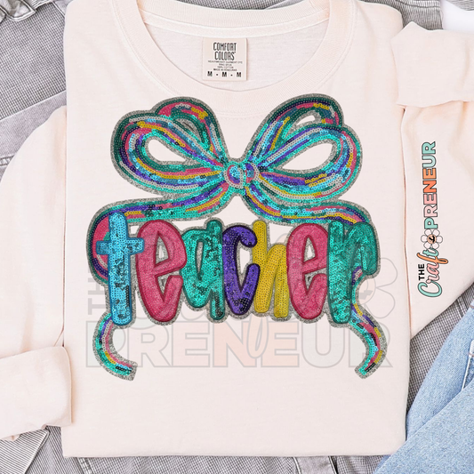 PATCH059 - Teacher Coquette Bow Colorful Typeography