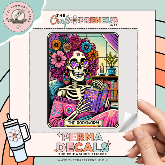 The Bookworm Tarot Card UV DTF Sticker