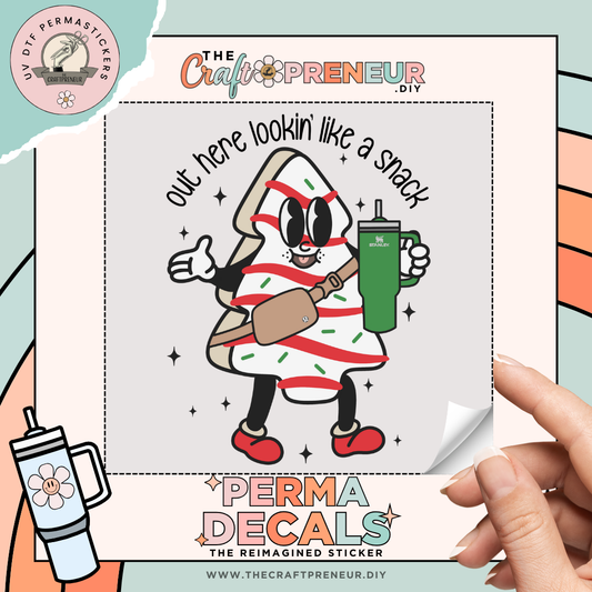 Looking Like A Snack Christmas Tree Cake UV DTF Sticker