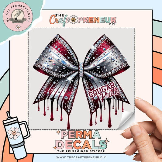Cougar Pride Bow UV DTF Sticker