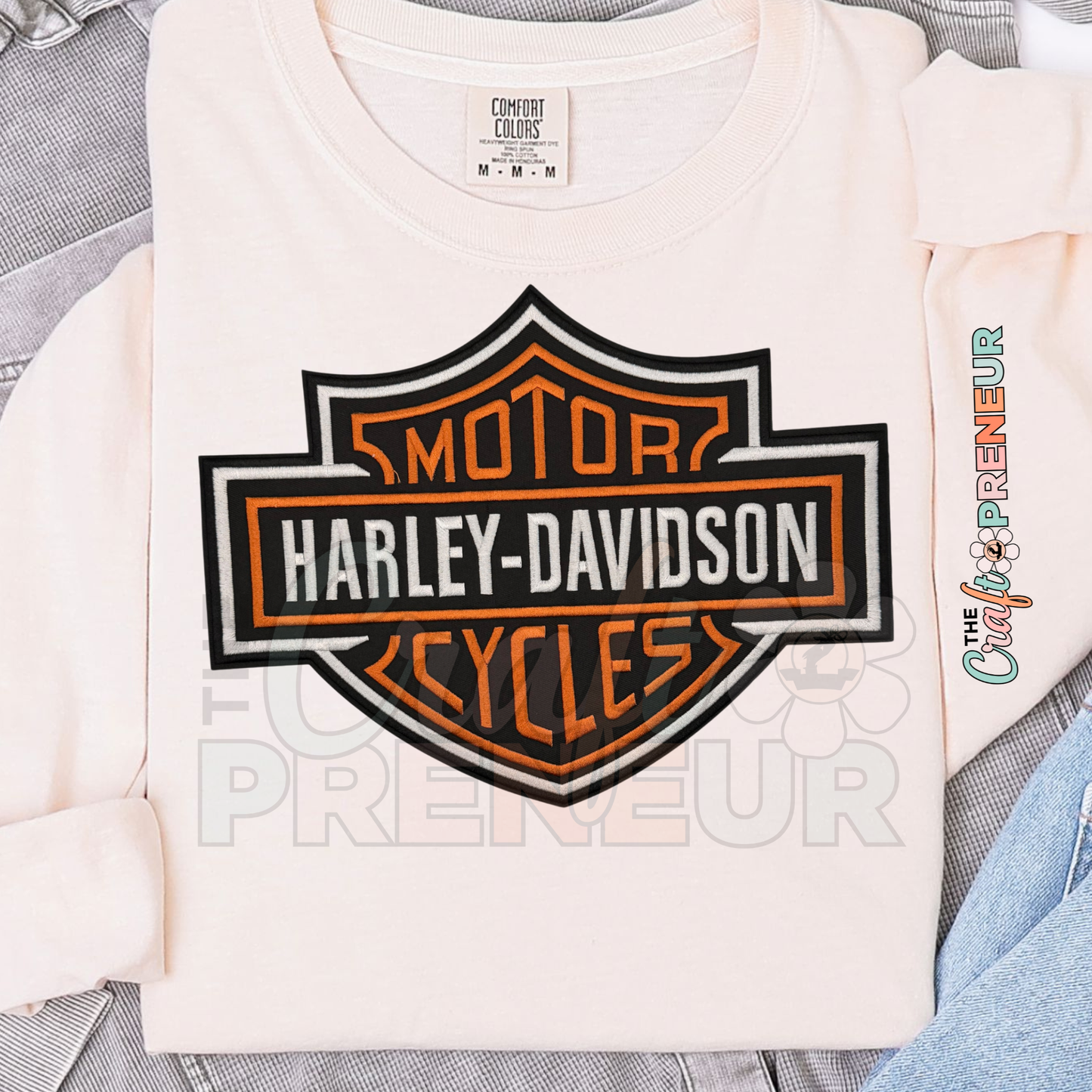 PATCH053 - Harley Morotcycle Logo Patch - ORANGE