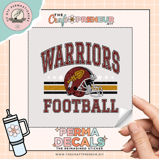 Warriors Gold Football UV DTF Sticker