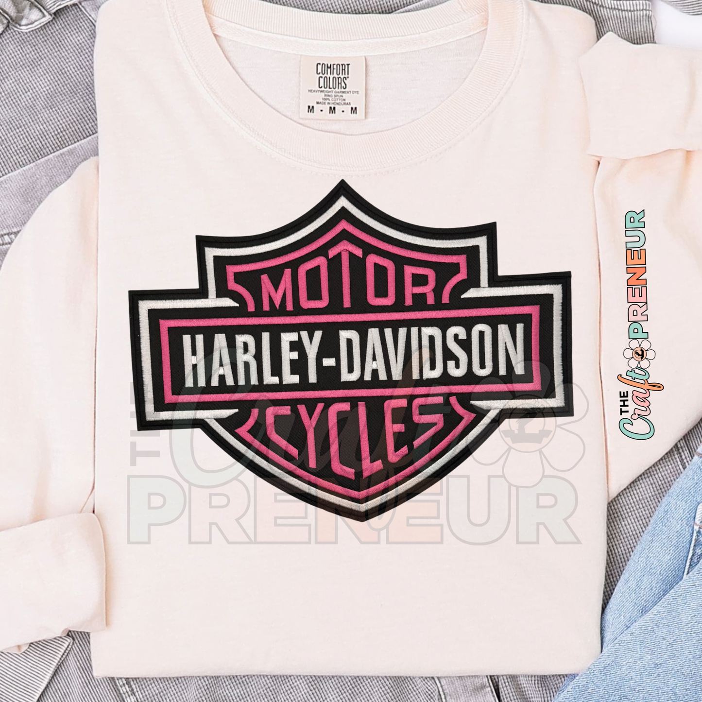 PATCH052 - Harley Morotcycle Logo Patch - PINK