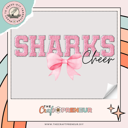 Sharks Cheer Bow Transfer