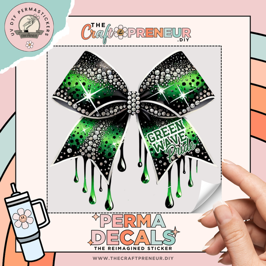 Green Wave Pride Bow UV DTF Sticker