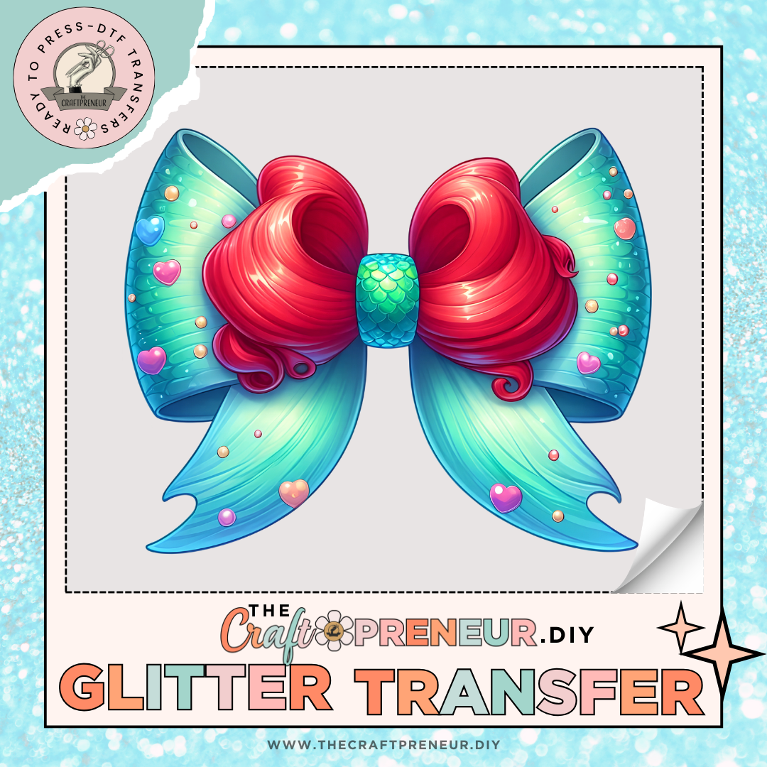 Ariel Coquette Bow GLITTER Transfer