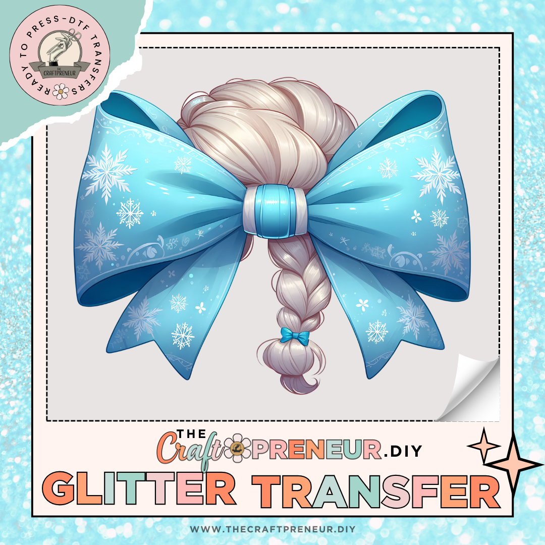 Elsa Frozen Coquette Bow GLITTER Transfer