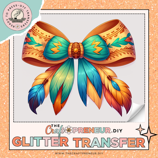 Pocahontus Coquette Bow GLITTER Transfer