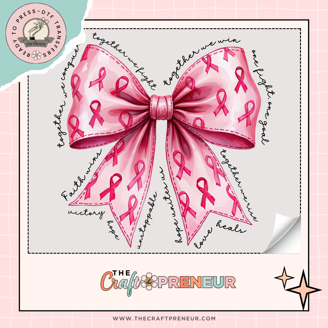 Breast Cancer Coquette Bow Transfer