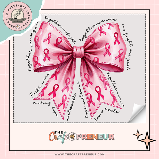 Breast Cancer Coquette Bow Transfer