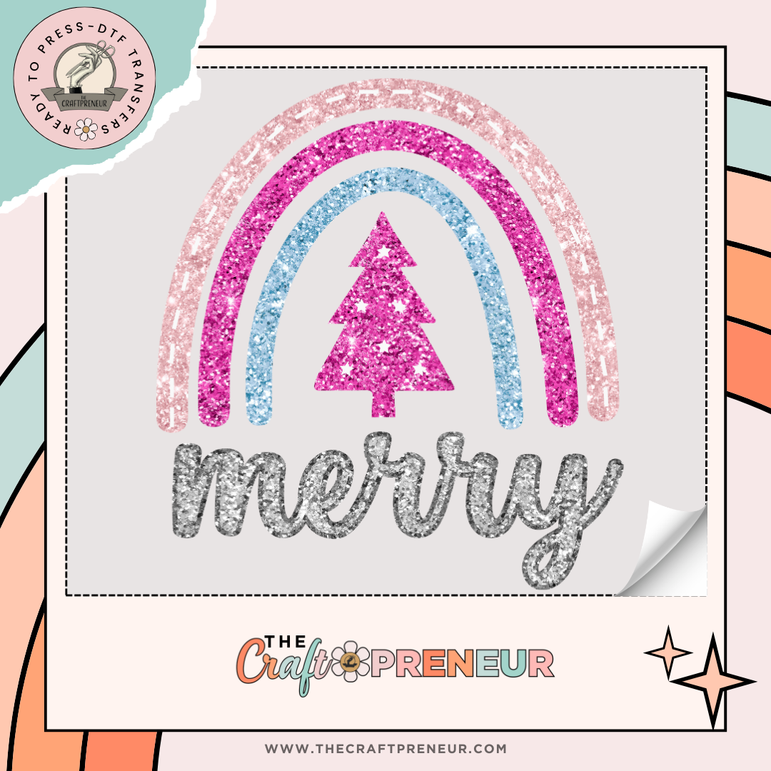 Merry Glitter Rainbow Transfer