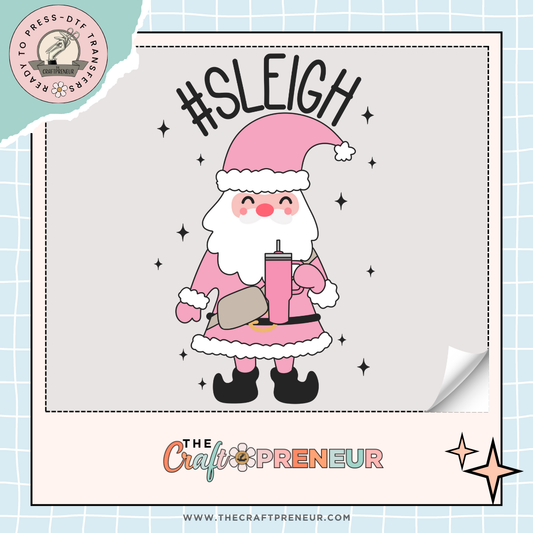 Sleigh Pink Santa Transfer