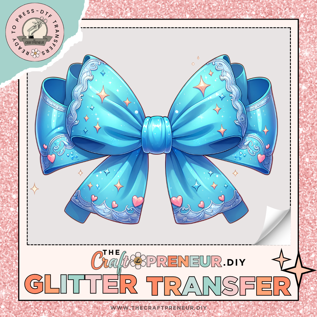 Cinderella Coquette Bow GLITTER Transfer