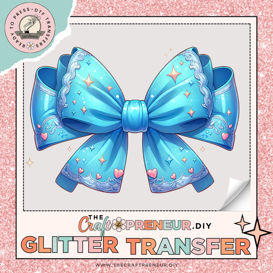 Cinderella Coquette Bow GLITTER Transfer