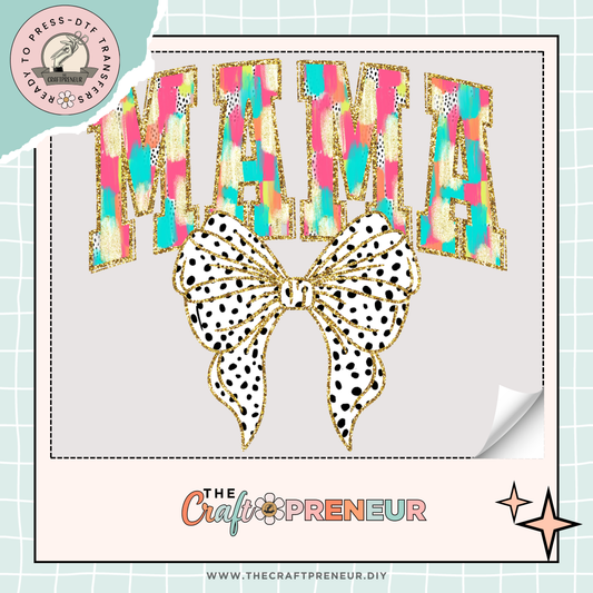 Glitter Mama Bow Transfer