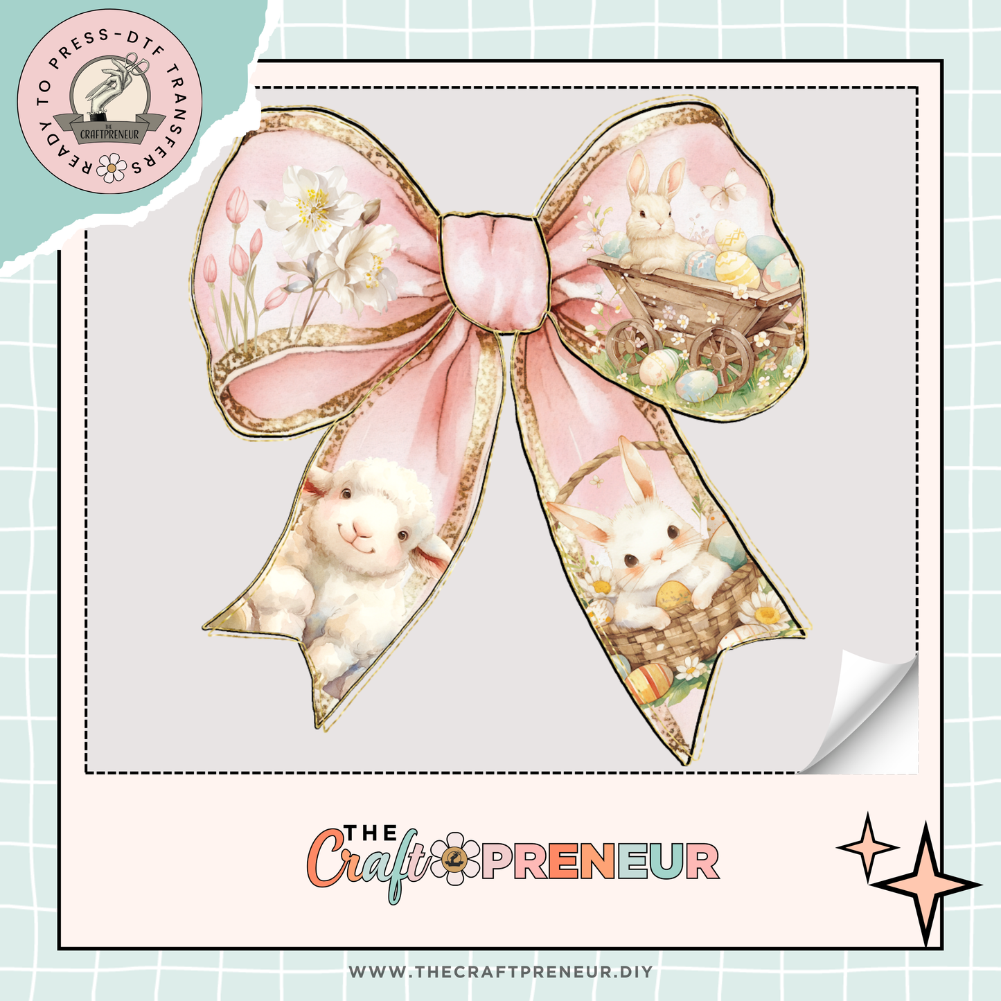 Watercolor Easter Bow Transfer