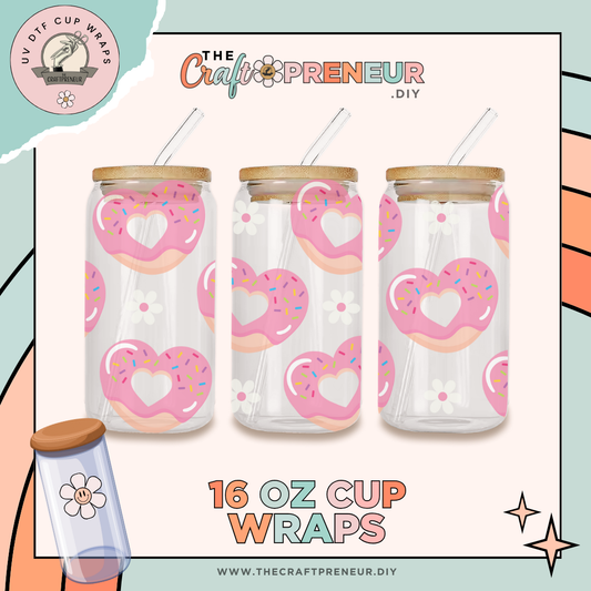 Donut Hearts UV DTF Cup Wrap