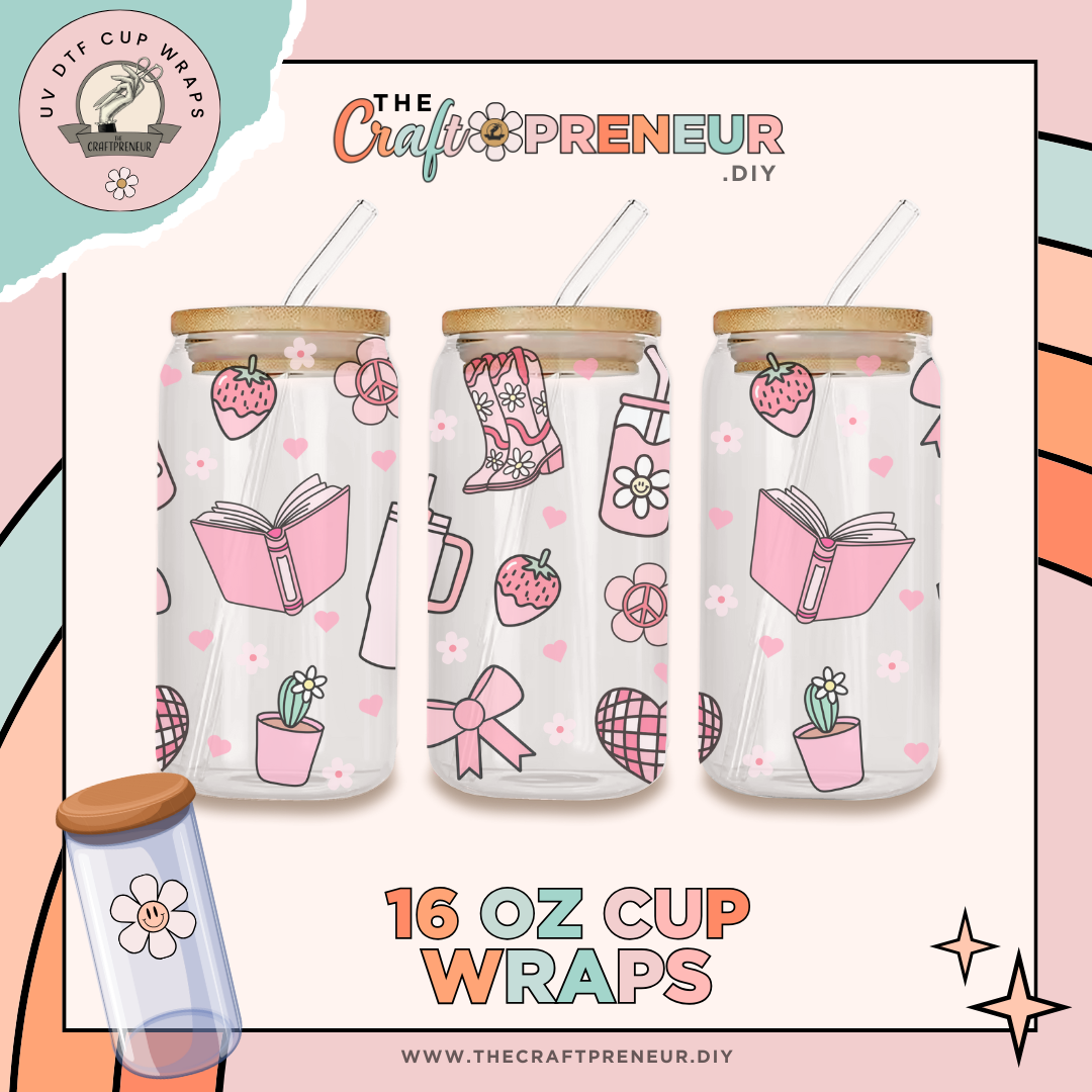 Pink Girly Mash-Up UV DTF Cup Wrap