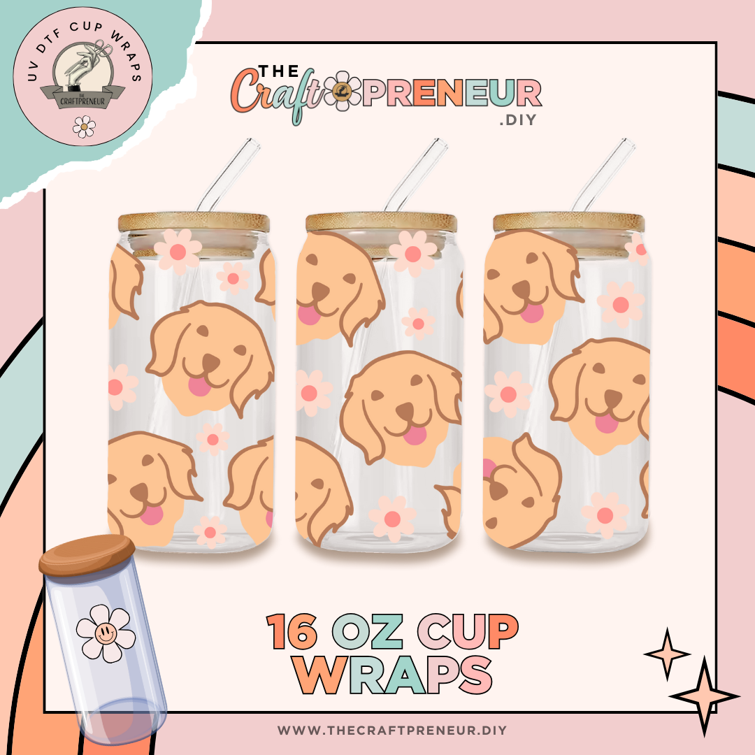 Golden Dog UV DTF Cup Wrap