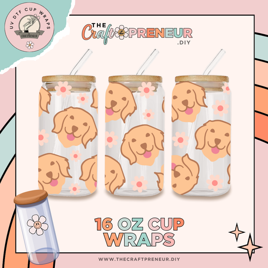 Golden Dog UV DTF Cup Wrap