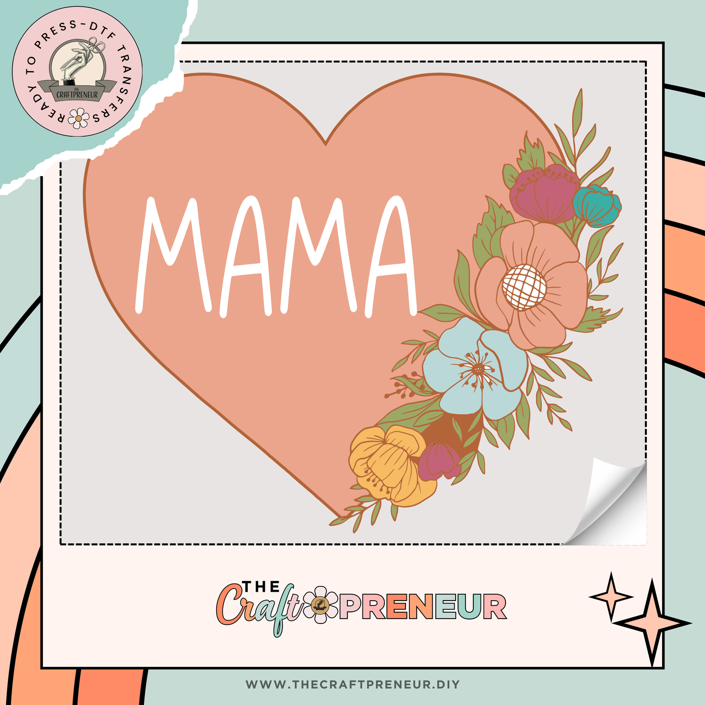 Mama Floral Heart Transfer