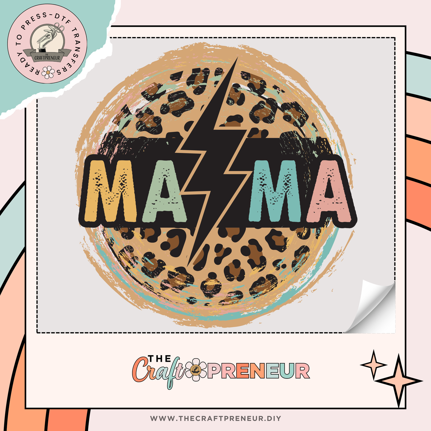 Mama Cheetah Lightning Bolt Transfer