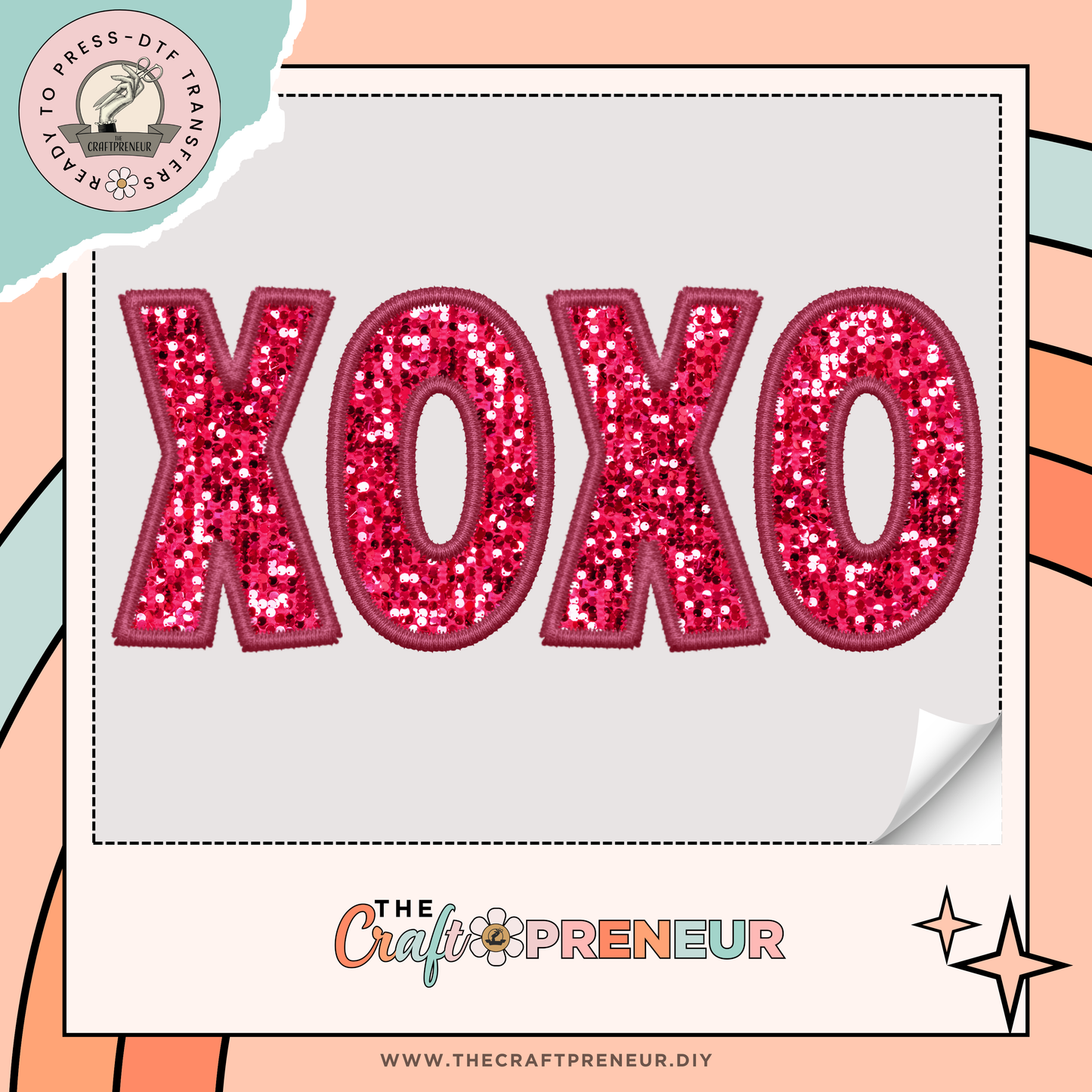 Sequin XOXO Patches Transfer