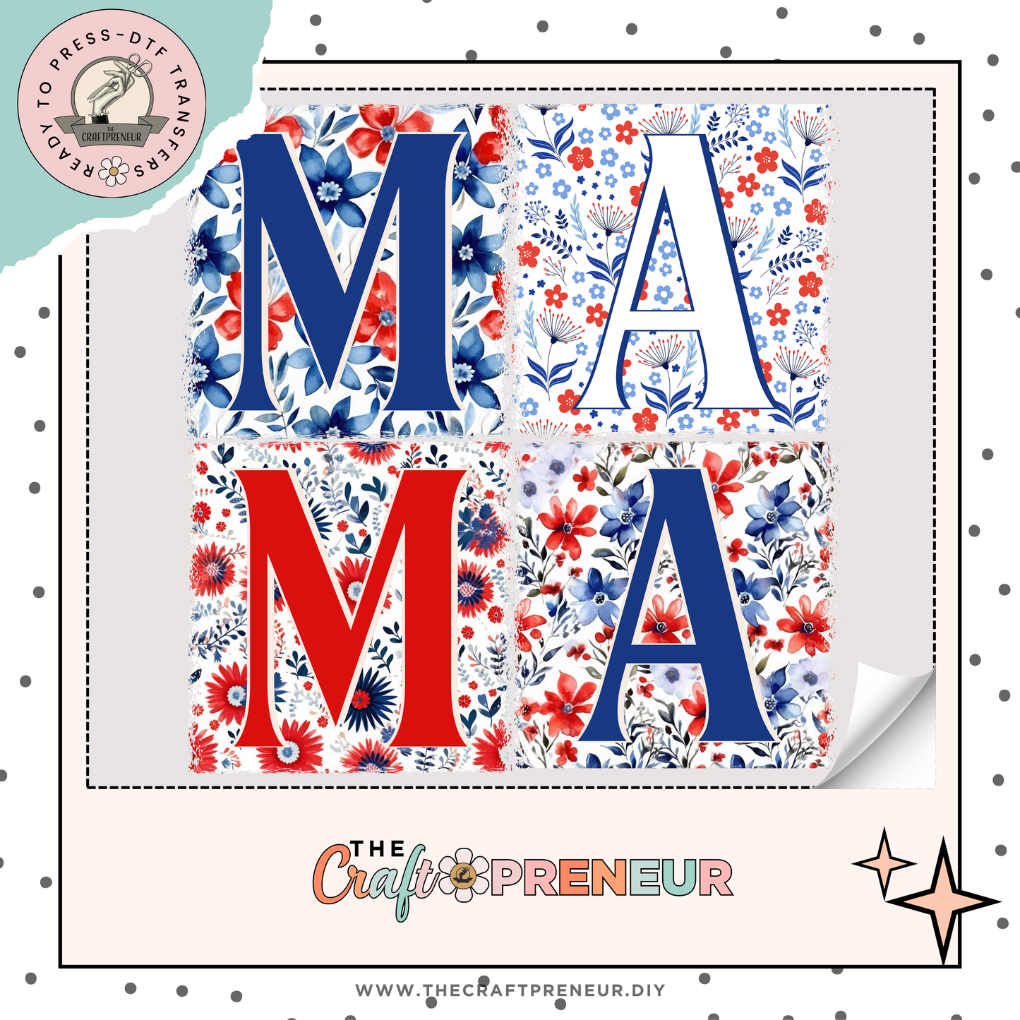 Patriotic Mama (Floral) Transfer