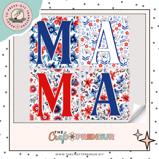 Patriotic Mama (Floral) Transfer