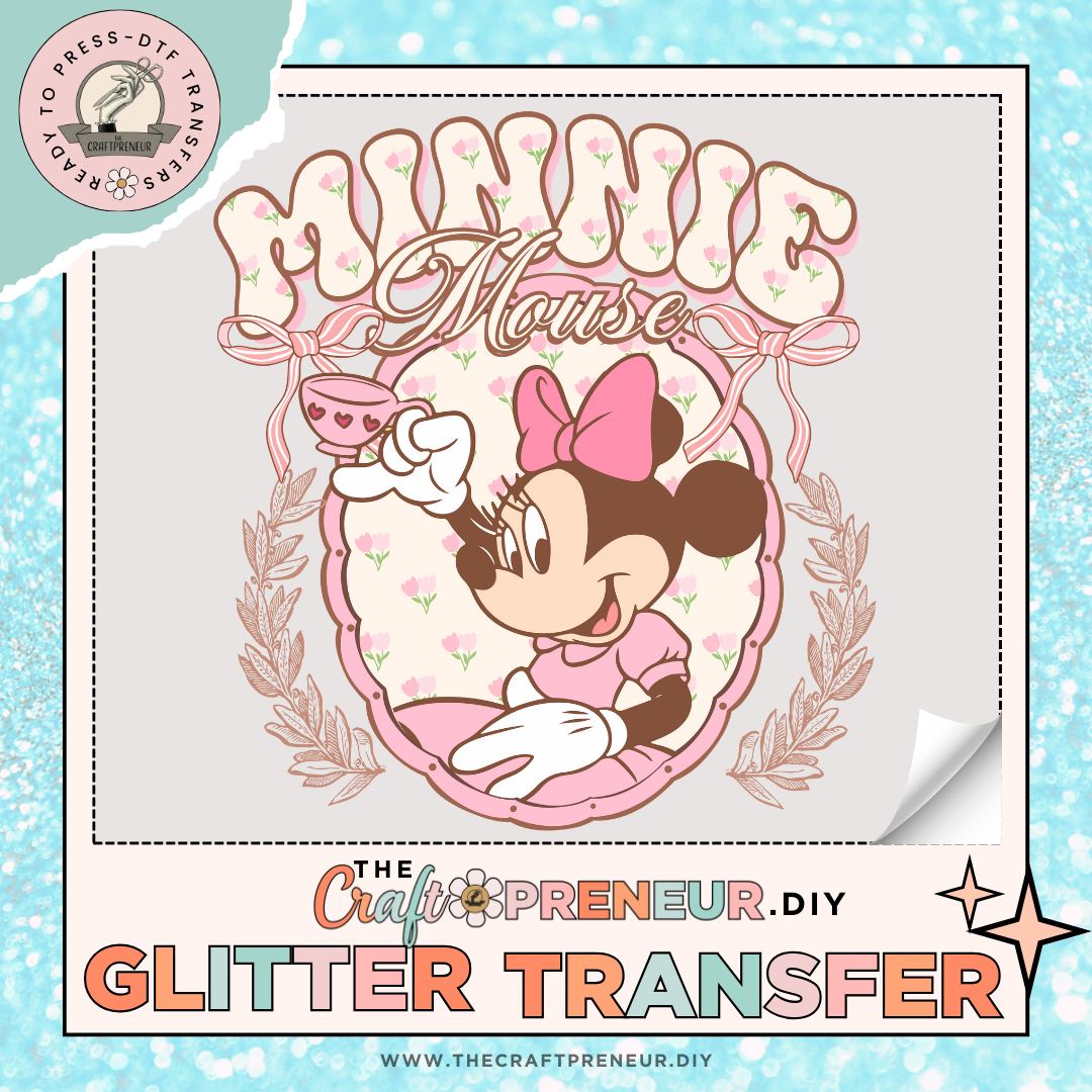 Minnie Teacup GLITTER Transfer