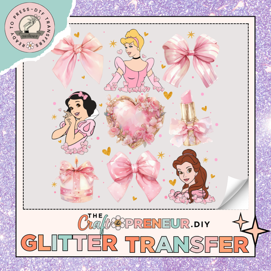 Princess Coquette Bow GLITTER Transfer