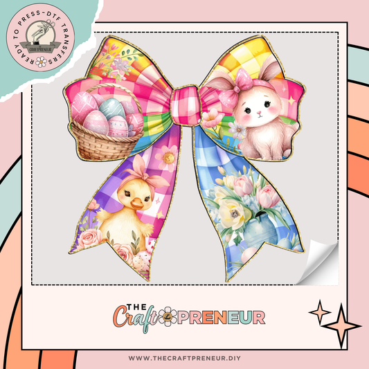 Checkered Easter Bow Transfer