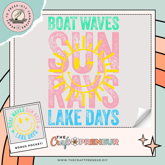 Boat Waves Sun Rays Lake Days Transfer