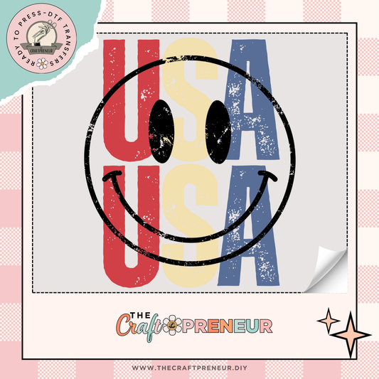 USA Smiley Face Transfer