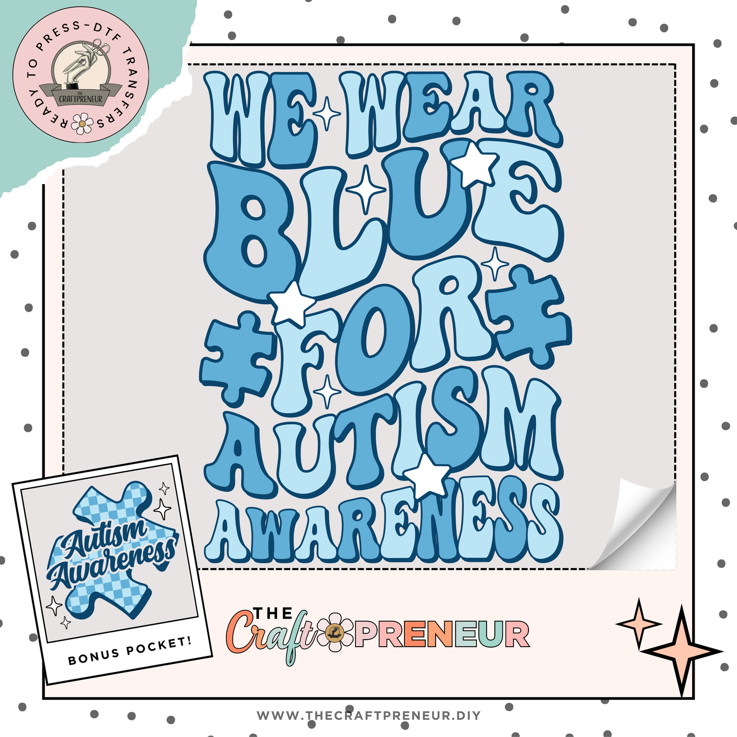 Wear Blue for Autism Awareness- DTF Transfer