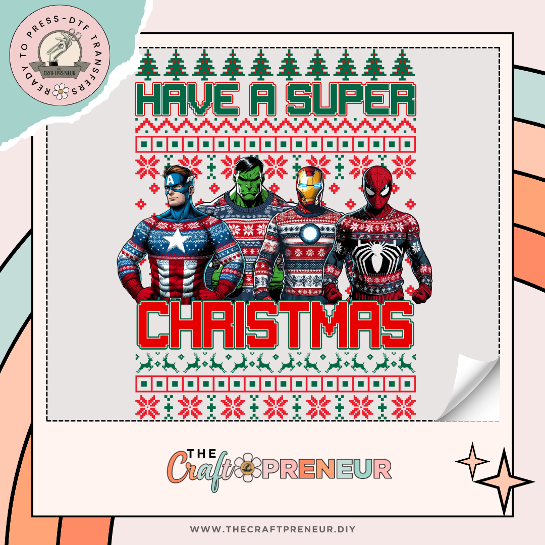 Super Hero Ugly Sweater Transfer