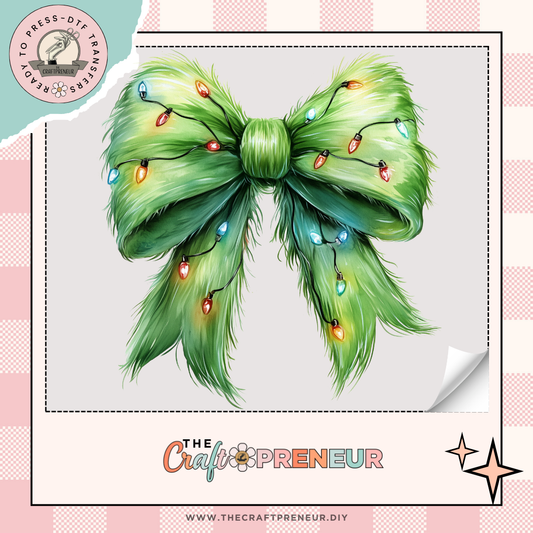 Grinch Coquette Bow Transfer