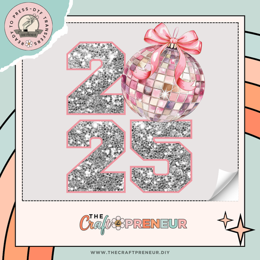 2025 Silver Sequin Coquette Bow Transfer