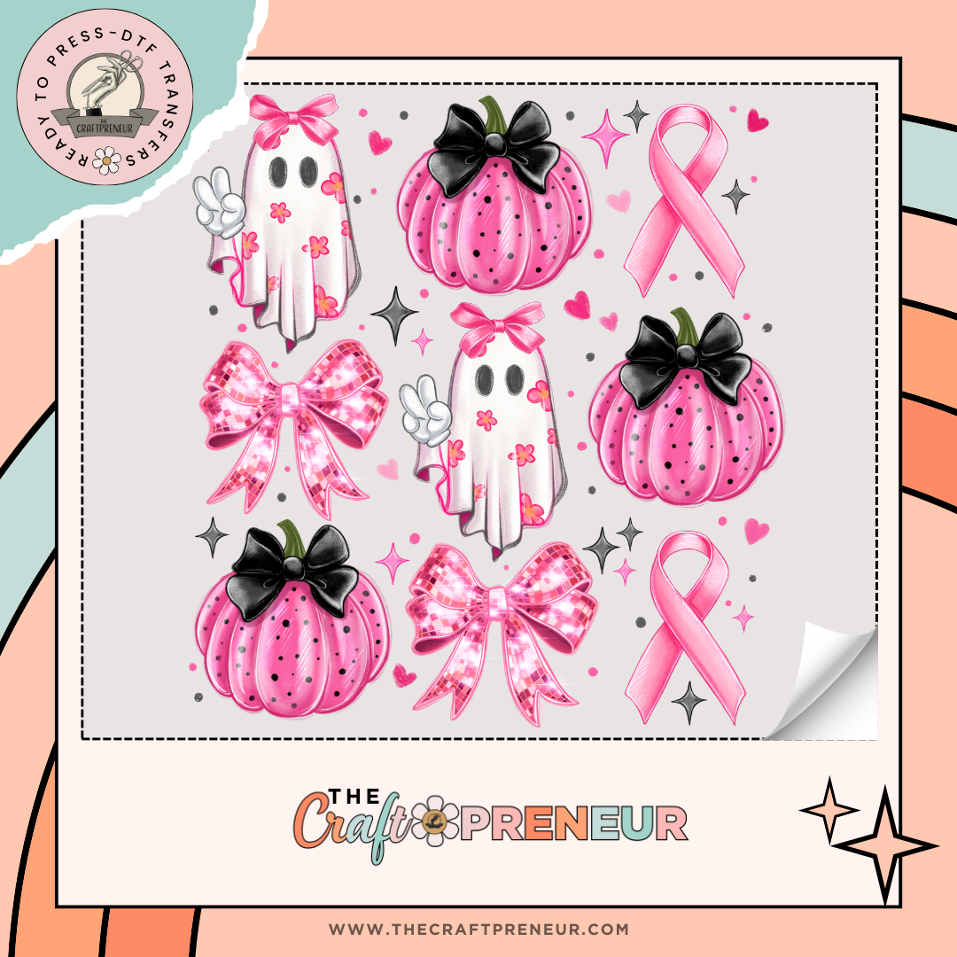 October Pink Ghosts Transfer