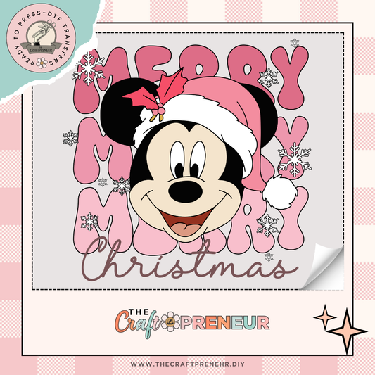 Pink Merry Mickey Transfer