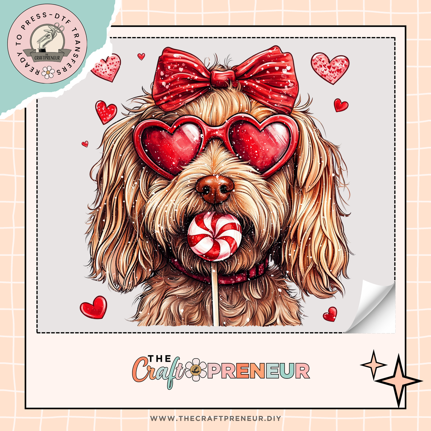 Valentine Golden Doodle Transfer