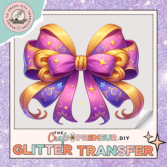 Rapunzel Coquette Bow GLITTER Transfer