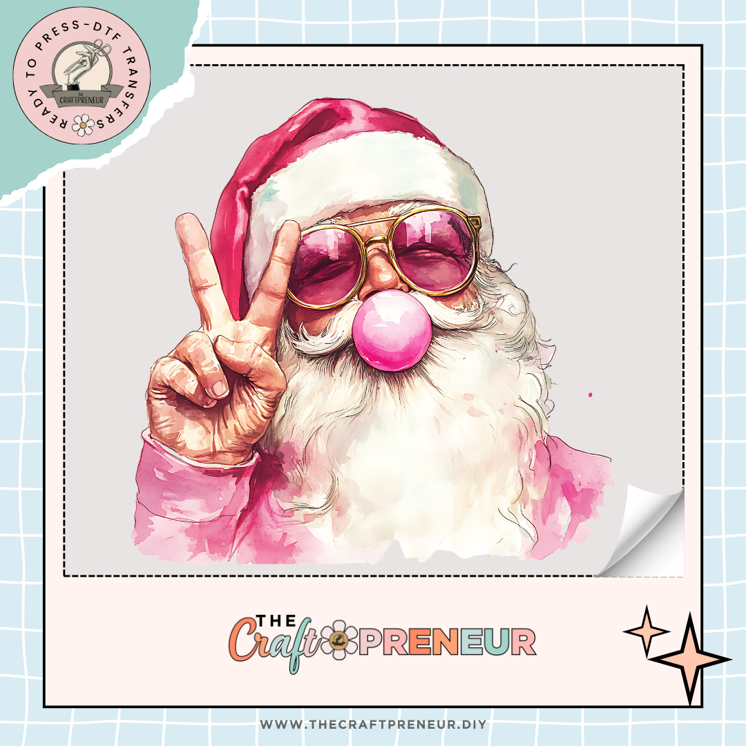 Santa Pink Bubble Transfer