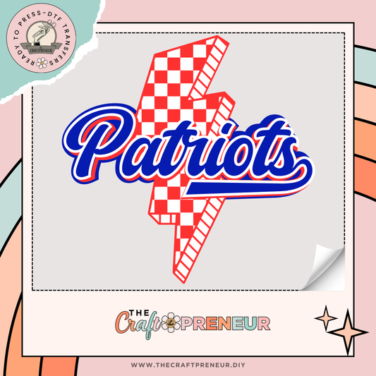 Patriots Retro Lightening Bolt Transfer