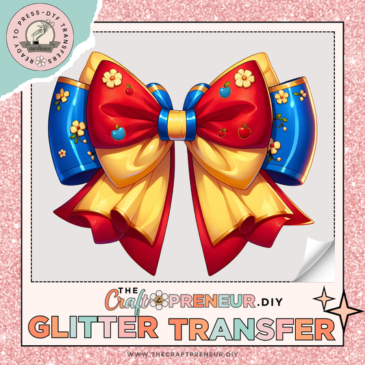 Snow White Coquette Bow GLITTER Transfer