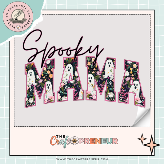 Spooky Mama Faux Embroidery (Pink) Transfer