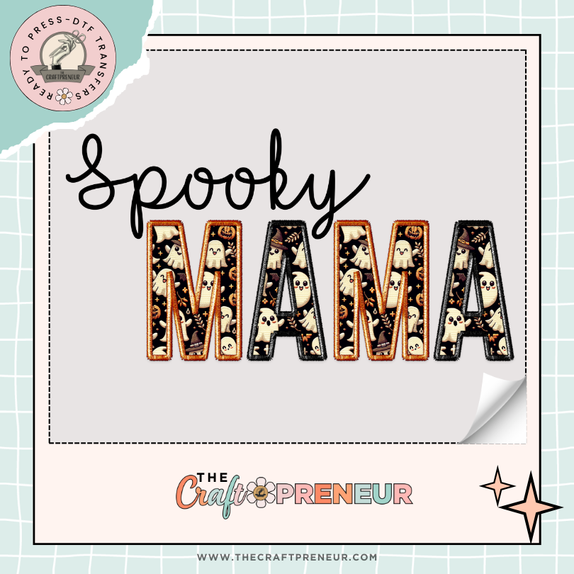 Spooky Mama Faux Embroidery (Orange) Transfer